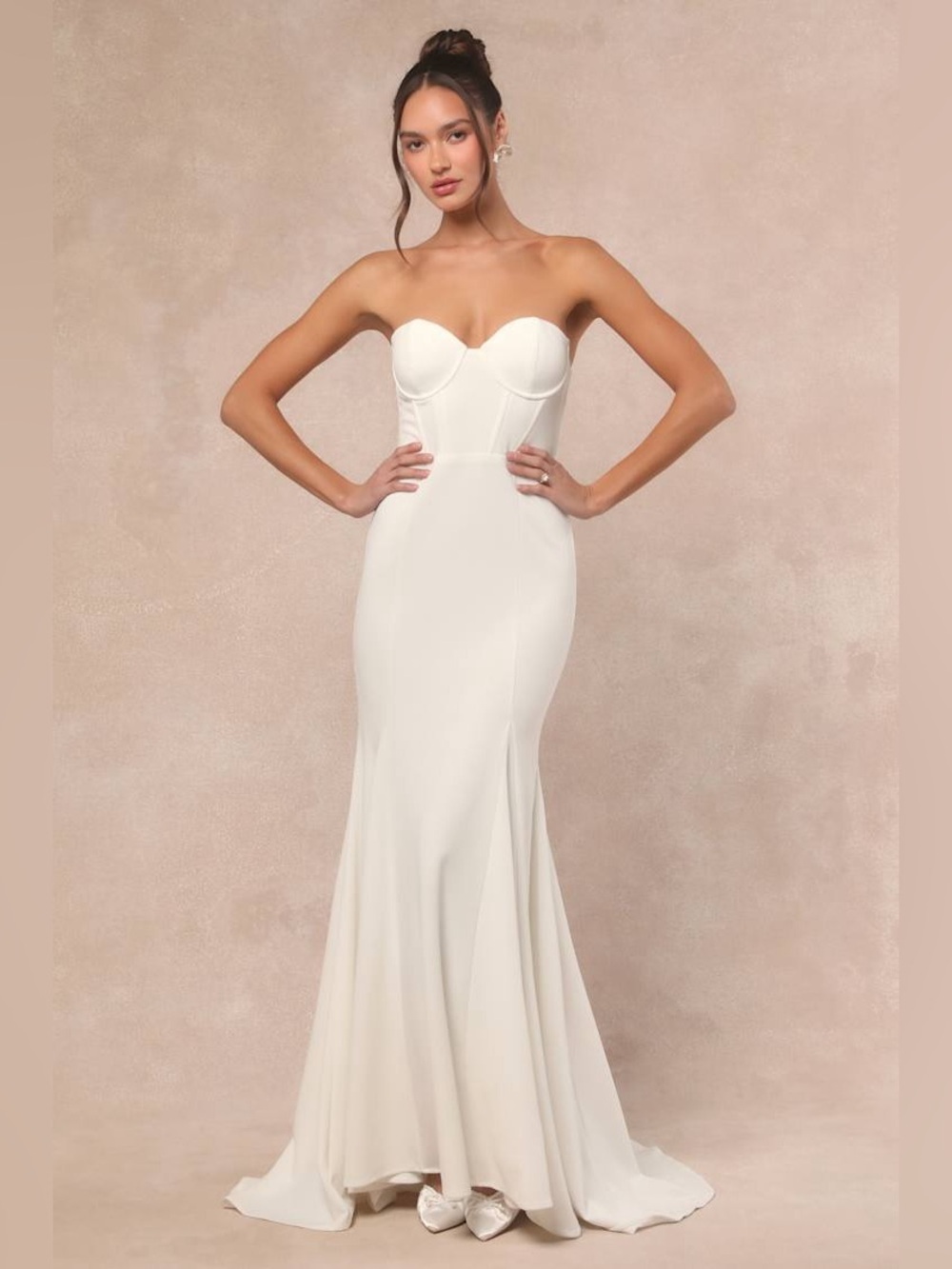 NWT Lulus Somerie Ivory Strapless White Bustier Maxi Dress